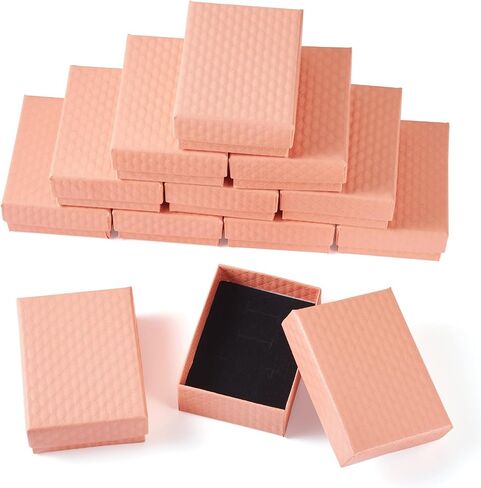 Craftdady 12pcs صناديق مجوهرات صغيرة أسود صغير من الورق الورق من الورق الورقي مع معلقات قلادة أغطية حلقة صناديق عرض فارغة لمهرجان مهرجان عرض مجوهرات التعبئة الحاضر in Saudi Arabia