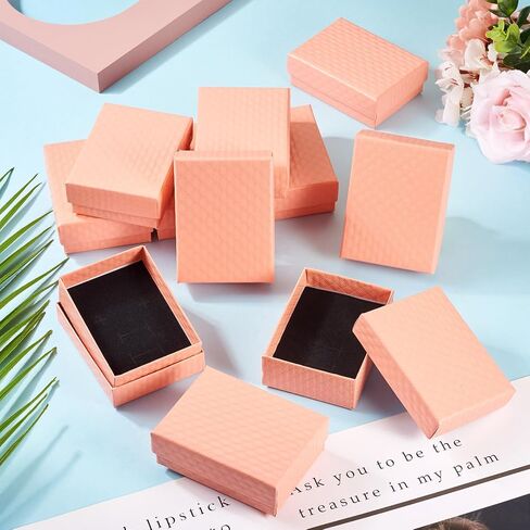 Craftdady 12pcs صناديق مجوهرات صغيرة أسود صغير من الورق الورق من الورق الورقي مع معلقات قلادة أغطية حلقة صناديق عرض فارغة لمهرجان مهرجان عرض مجوهرات التعبئة الحاضر in Saudi Arabia