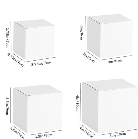 Offizon 100 Pcs Small White Gift Boxes, Assorted Sizes White Boxes Bulk for Gifts, 2.75/3/3.5/4in Cardboard Box with Lid (4 Sizes) in Saudi Arabia