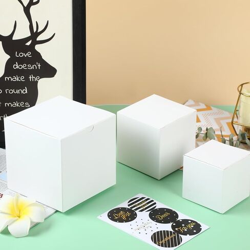 Offizon 100 Pcs Small White Gift Boxes, Assorted Sizes White Boxes Bulk for Gifts, 2.75/3/3.5/4in Cardboard Box with Lid (4 Sizes) in Saudi Arabia