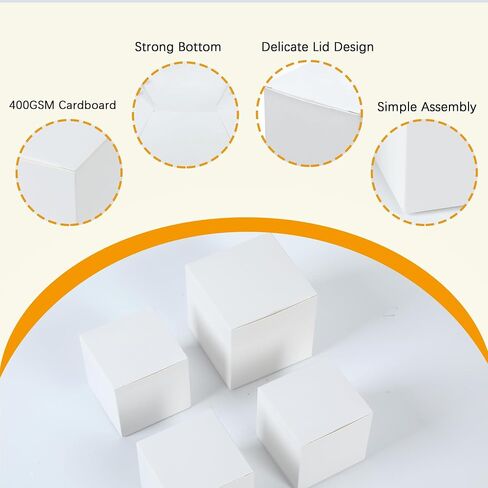 Offizon 100 Pcs Small White Gift Boxes, Assorted Sizes White Boxes Bulk for Gifts, 2.75/3/3.5/4in Cardboard Box with Lid (4 Sizes) in Saudi Arabia