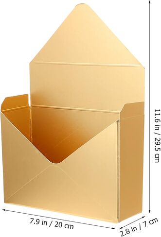 EXCEART 2Pcs Golden Flower Envelopes, Bouquet Storage Boxes, Classic Style Florist Packaging, 11.61x7.87x2.75inch, for Weddings, Parties in Saudi Arabia