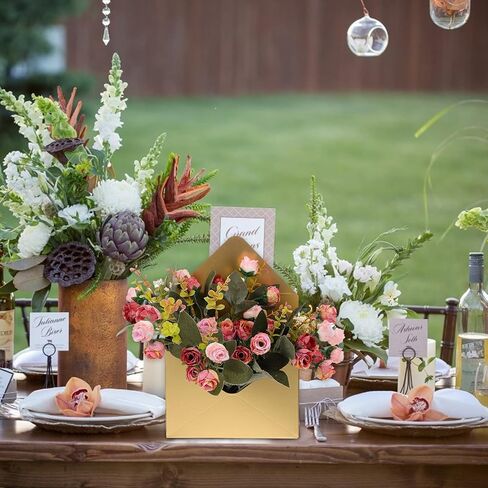 EXCEART 2Pcs Golden Flower Envelopes, Bouquet Storage Boxes, Classic Style Florist Packaging, 11.61x7.87x2.75inch, for Weddings, Parties in Saudi Arabia