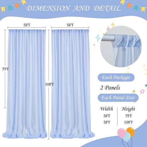 10ft x 10ft Ivory Chiffon Backdrop Curtain with Lights String for Parites Wedding Wrinkle Free Curtain Photo Backdrops Drapes for Baby Shower Birthday Party Home Decorations in Kuwait