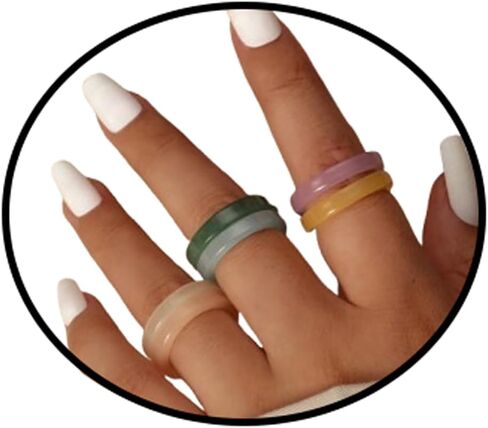 GYRMMUE Multicolor Resin Chunky Rings for Women Teen Girls,Acrylic Plastic Rings Knuckle Finger Rings Cute Trendy Aesthetic Y2k Statement Rings Vintage Simple Geometric Rings Jewelry Gifts in Kuwait