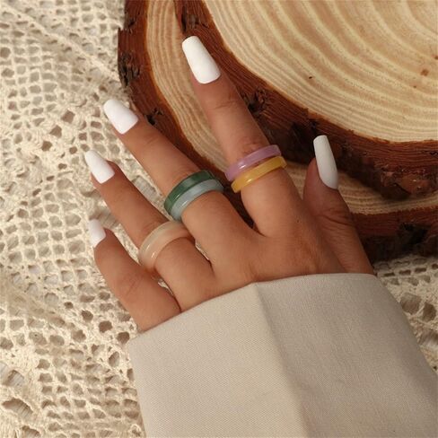 GYRMMUE Multicolor Resin Chunky Rings for Women Teen Girls,Acrylic Plastic Rings Knuckle Finger Rings Cute Trendy Aesthetic Y2k Statement Rings Vintage Simple Geometric Rings Jewelry Gifts in Kuwait
