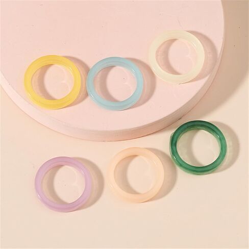 GYRMMUE Multicolor Resin Chunky Rings for Women Teen Girls,Acrylic Plastic Rings Knuckle Finger Rings Cute Trendy Aesthetic Y2k Statement Rings Vintage Simple Geometric Rings Jewelry Gifts in Kuwait