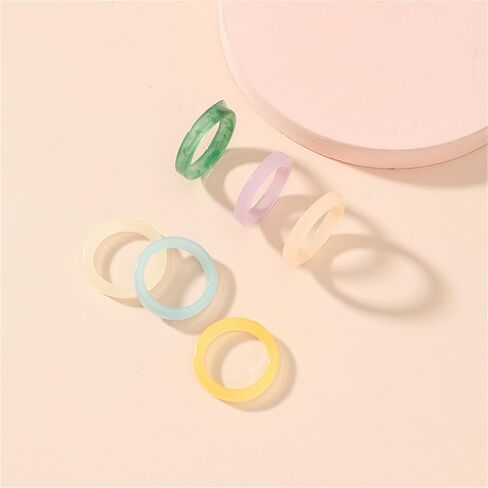GYRMMUE Multicolor Resin Chunky Rings for Women Teen Girls,Acrylic Plastic Rings Knuckle Finger Rings Cute Trendy Aesthetic Y2k Statement Rings Vintage Simple Geometric Rings Jewelry Gifts in Kuwait