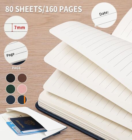 Lined Journal Notebook for Work, A5 Stripe Leather Notebook with Polyester Pen Sleeve, 100GSM/160 Pages Thick Paper, Daily Journals for Writing, School, Note Taking, Business, Travel, College Ruled in Saudi Arabia