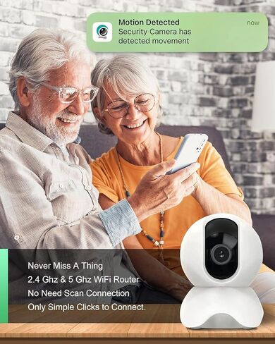 Security Camera, 1080P HD Dog Camera & Baby Monitor, 5/2.4GHz with Motion Detection，SD & Cloud Storage，Night Vision Pet & Baby Camera，Home Camera with Two Way Audio (White*1) in Saudi Arabia