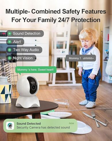 Security Camera, 1080P HD Dog Camera & Baby Monitor, 5/2.4GHz with Motion Detection，SD & Cloud Storage，Night Vision Pet & Baby Camera，Home Camera with Two Way Audio (White*1) in Saudi Arabia