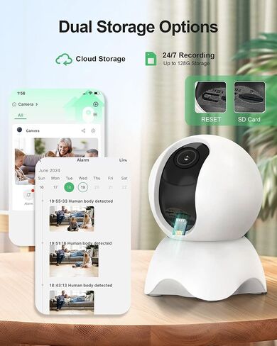 Security Camera, 1080P HD Dog Camera & Baby Monitor, 5/2.4GHz with Motion Detection，SD & Cloud Storage，Night Vision Pet & Baby Camera，Home Camera with Two Way Audio (White*1) in Saudi Arabia