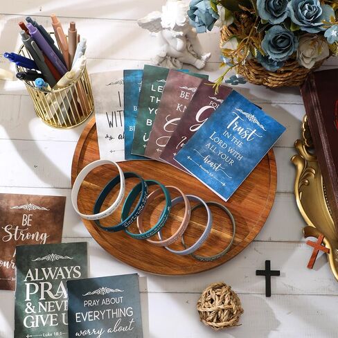Gueevin Christian Gifts وضعت بالقيمة الكثيفة Bible Verse Mini Notepads Inspirations Inspirational Points Silicone Wristband for Women Men Mothers Day Day (36 TELS) in Saudi Arabia