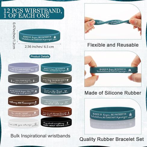 Gueevin Christian Gifts وضعت بالقيمة الكثيفة Bible Verse Mini Notepads Inspirations Inspirational Points Silicone Wristband for Women Men Mothers Day Day (36 TELS) in Saudi Arabia