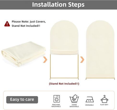 Wedding Arch Cover 7.2FT, 6FT, Elastic Party Arch Cover Round Top Backdrop Stand Covers for Wedding Birthday Party Baby Shower Banquet Decoration White in Kuwait