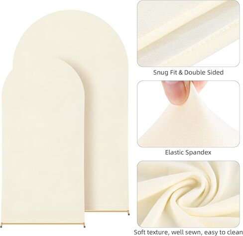 Wedding Arch Cover 7.2FT, 6FT, Elastic Party Arch Cover Round Top Backdrop Stand Covers for Wedding Birthday Party Baby Shower Banquet Decoration White in Kuwait