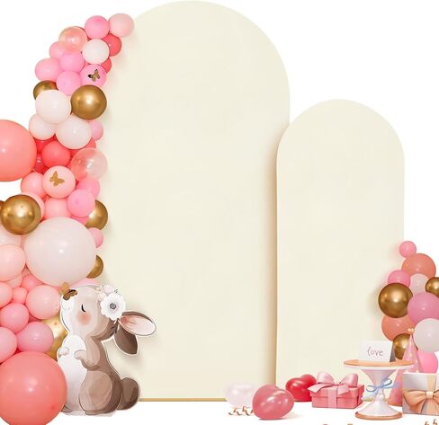 Wedding Arch Cover 7.2FT, 6FT, Elastic Party Arch Cover Round Top Backdrop Stand Covers for Wedding Birthday Party Baby Shower Banquet Decoration White in Kuwait