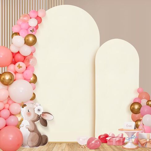 Wedding Arch Cover 7.2FT, 6FT, Elastic Party Arch Cover Round Top Backdrop Stand Covers for Wedding Birthday Party Baby Shower Banquet Decoration White in Kuwait