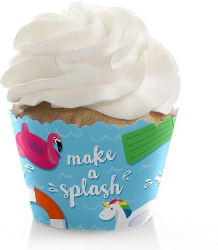 Big Dot of Happiness Make a Splash - Pool Party Cupcake Decorations - Set of 12 - Paper, Disposable, Multicolor, Pool Party, Summer in Saudi Arabia