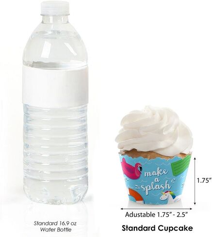 Big Dot of Happiness Make a Splash - Pool Party Cupcake Decorations - Set of 12 - Paper, Disposable, Multicolor, Pool Party, Summer in Saudi Arabia