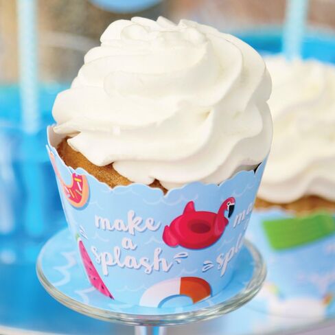 Big Dot of Happiness Make a Splash - Pool Party Cupcake Decorations - Set of 12 - Paper, Disposable, Multicolor, Pool Party, Summer in Saudi Arabia