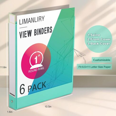 3 Ring Binders,1.5 inch Round Ring View Binders Holds 11"*8.5" Papers,Assorted Colors,4 Pack in Kuwait