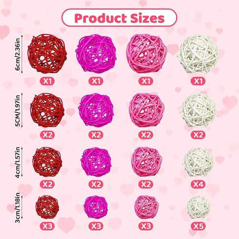 عيد الحب راتان كرات 36pcs زخرفة ديكور ديكور عيد الحب in Kuwait