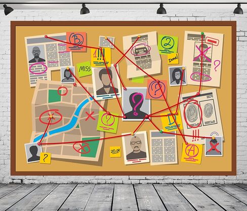 BELECO 7x5ft Fabric Spy Agent Actective Photography Backdrop Cartoon Crite Board يشتبهون في صور أدلة أدلة على رأس المهمة السرية. in Kuwait