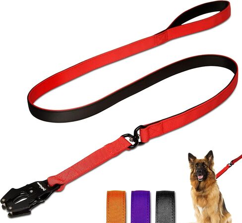 Tactical Dog Leash for Training, Hiking, Running, and Outdoor Activities with Neoprene Padded Handle, Heavy-Duty Frog Clip, and Tangle-Free Rotation, 5 Feet (Red) in Saudi Arabia