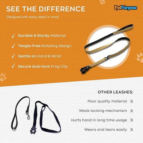 Tactical Dog Leash for Training, Hiking, Running, and Outdoor Activities with Neoprene Padded Handle, Heavy-Duty Frog Clip, and Tangle-Free Rotation, 5 Feet (Red) in Saudi Arabia