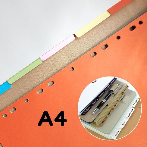DY.2ten A4 Binder Dividers, 5 Tab Dividers, Pack of 2 Sets (10 Dividers Total), Paper Dividers, Multicolor Notebook Dividers for 6 Ring Binder, Binder Dividers with Tabs, Tab Dividers in Kuwait