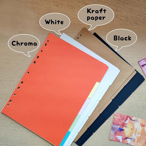 DY.2ten A4 Binder Dividers, 5 Tab Dividers, Pack of 2 Sets (10 Dividers Total), Paper Dividers, Multicolor Notebook Dividers for 6 Ring Binder, Binder Dividers with Tabs, Tab Dividers in Kuwait