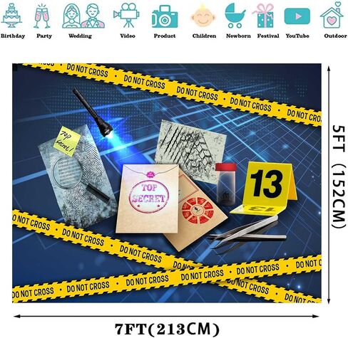 Detective Backdrop, 5x3ft Top Secret Agent Spy Evidence Bag Mystery Suspect Investigation Photography Background Photo Booth Studio Props BJOKPR0351 in Saudi Arabia