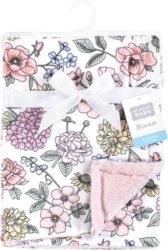 Hudson Baby Unisex Baby Plush Blanket with Furry Binding and Back, Modern Botanical, One Size in Saudi Arabia