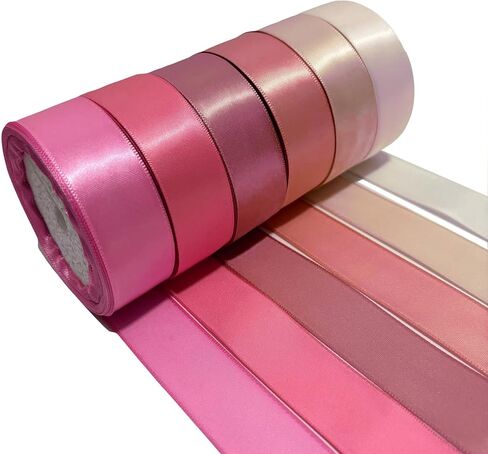 Kiran Collections-1-Inch x 60 Yards 6 Colors Brown Gold Satin Ribbon for Gift Wrapping Christmas Ribbon, Fabric Ribbon Baby Bows, Wedding Birthdays Party Decoration Crafting Ribbon, 10 Yards/Roll in Saudi Arabia