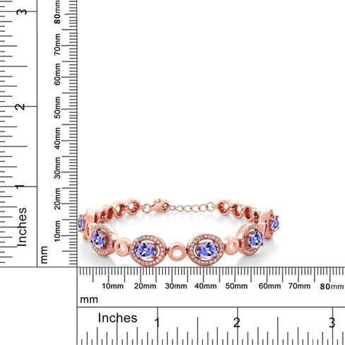 Gem Stone King 18K Rose Gold Plated Silver Purple Amethyst Tennis Bracelet For Women (6.42 Cttw, Gemstone Birthstone, Oval 7X5MM, 7 Inch with 1 Inch Extender) in Saudi Arabia
