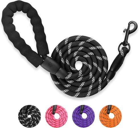 Pet Dog Leash with Highly Reflective Strips, Padded Handle, 360° Swivel Metal Catch.Different Specification.Dog leashes for Large Dogs Heavy Duty，Dog leashes for Medium Dogs (Black, 2/5inch-5FT) in Saudi Arabia