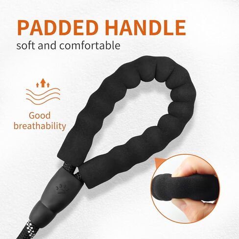 Pet Dog Leash with Highly Reflective Strips, Padded Handle, 360° Swivel Metal Catch.Different Specification.Dog leashes for Large Dogs Heavy Duty，Dog leashes for Medium Dogs (Black, 2/5inch-5FT) in Saudi Arabia