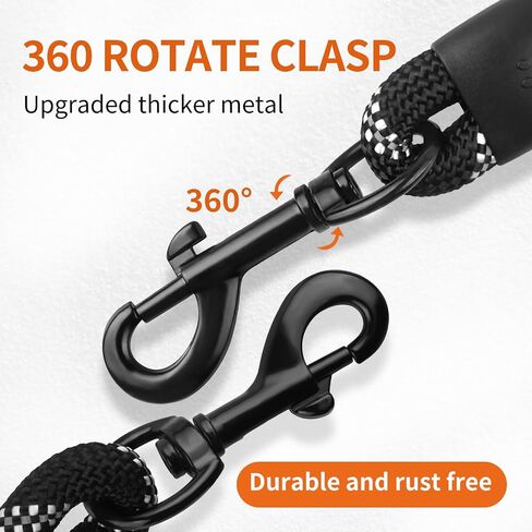 Pet Dog Leash with Highly Reflective Strips, Padded Handle, 360° Swivel Metal Catch.Different Specification.Dog leashes for Large Dogs Heavy Duty，Dog leashes for Medium Dogs (Black, 2/5inch-5FT) in Saudi Arabia