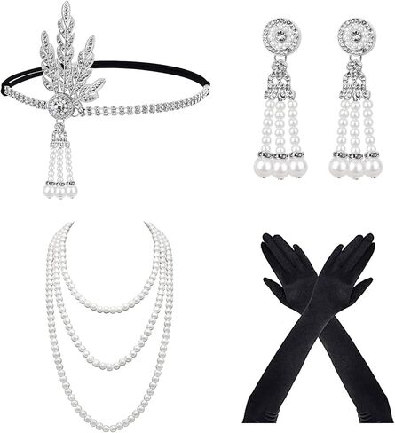 1920s Accessories for Women 4 Pcs Great Gatsby Flapper Accessories Roaring 20s Headpiece Costume Accessories for Party Prom Adult in Saudi Arabia