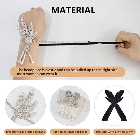 1920s Accessories for Women 4 Pcs Great Gatsby Flapper Accessories Roaring 20s Headpiece Costume Accessories for Party Prom Adult in Saudi Arabia