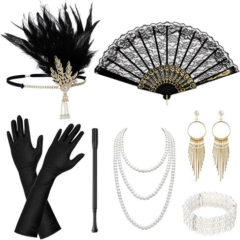 1920s Accessories for Women 4 Pcs Great Gatsby Flapper Accessories Roaring 20s Headpiece Costume Accessories for Party Prom Adult in Saudi Arabia