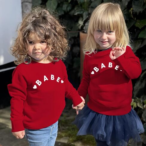 Toddler Baby Girl Valentines Day Outfit Love Babe Letter Long Sleeve Sweatshirts Crewneck Cute Winter Shirt Top in Kuwait