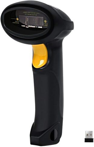 Barcode Scanner (2.4GHz Wireless USB Automatic & USB2.0 Wired) Rechargeable 1D Handheld Bar-Code Reader Support for FedEx and USPS Maximum Offline 2600 Code Entries in Saudi Arabia