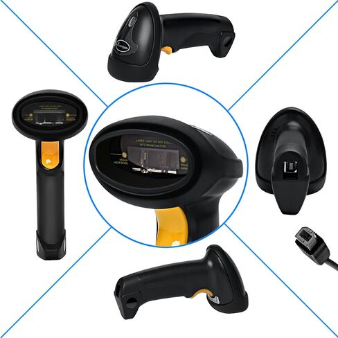 Barcode Scanner (2.4GHz Wireless USB Automatic & USB2.0 Wired) Rechargeable 1D Handheld Bar-Code Reader Support for FedEx and USPS Maximum Offline 2600 Code Entries in Saudi Arabia