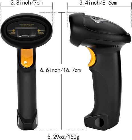 Barcode Scanner (2.4GHz Wireless USB Automatic & USB2.0 Wired) Rechargeable 1D Handheld Bar-Code Reader Support for FedEx and USPS Maximum Offline 2600 Code Entries in Saudi Arabia