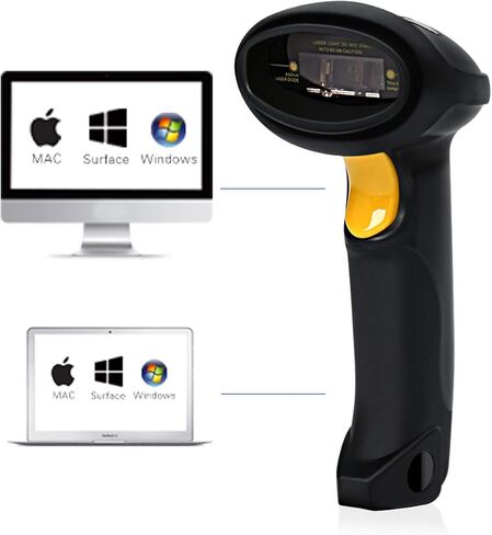 Barcode Scanner (2.4GHz Wireless USB Automatic & USB2.0 Wired) Rechargeable 1D Handheld Bar-Code Reader Support for FedEx and USPS Maximum Offline 2600 Code Entries in Saudi Arabia