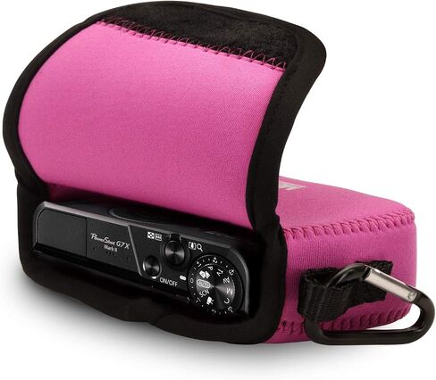 MegaGear 'Ultra Light' Neoprene Camera Case Bag with Carabiner for Canon PowerShot G7X, Canon PowerShot G7 X Mark II Cameras (Black) in Kuwait