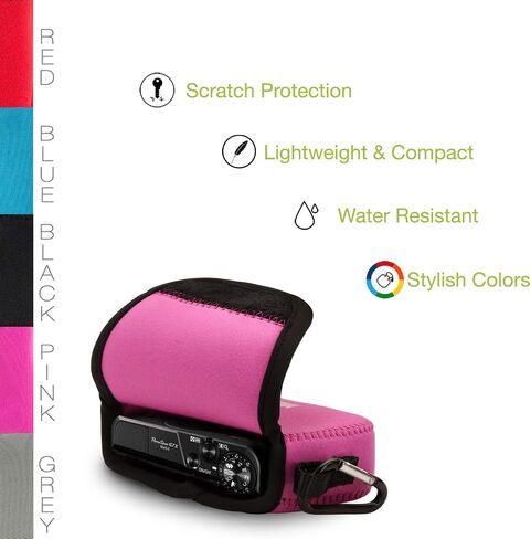 MegaGear 'Ultra Light' Neoprene Camera Case Bag with Carabiner for Canon PowerShot G7X, Canon PowerShot G7 X Mark II Cameras (Black) in Kuwait