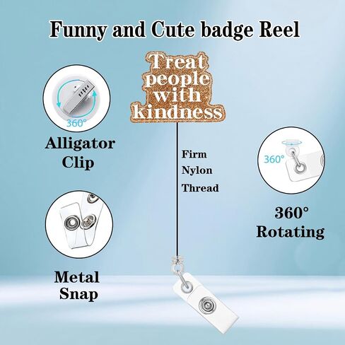 Funny Nurse Nursing Badge Reel Holder Clip Retractable Treat People with Kindness ID Badge Holder Clip Pink Acrylic Name Badge Clip Medical RN CNA Office Hospital Worker Accessories in Saudi Arabia